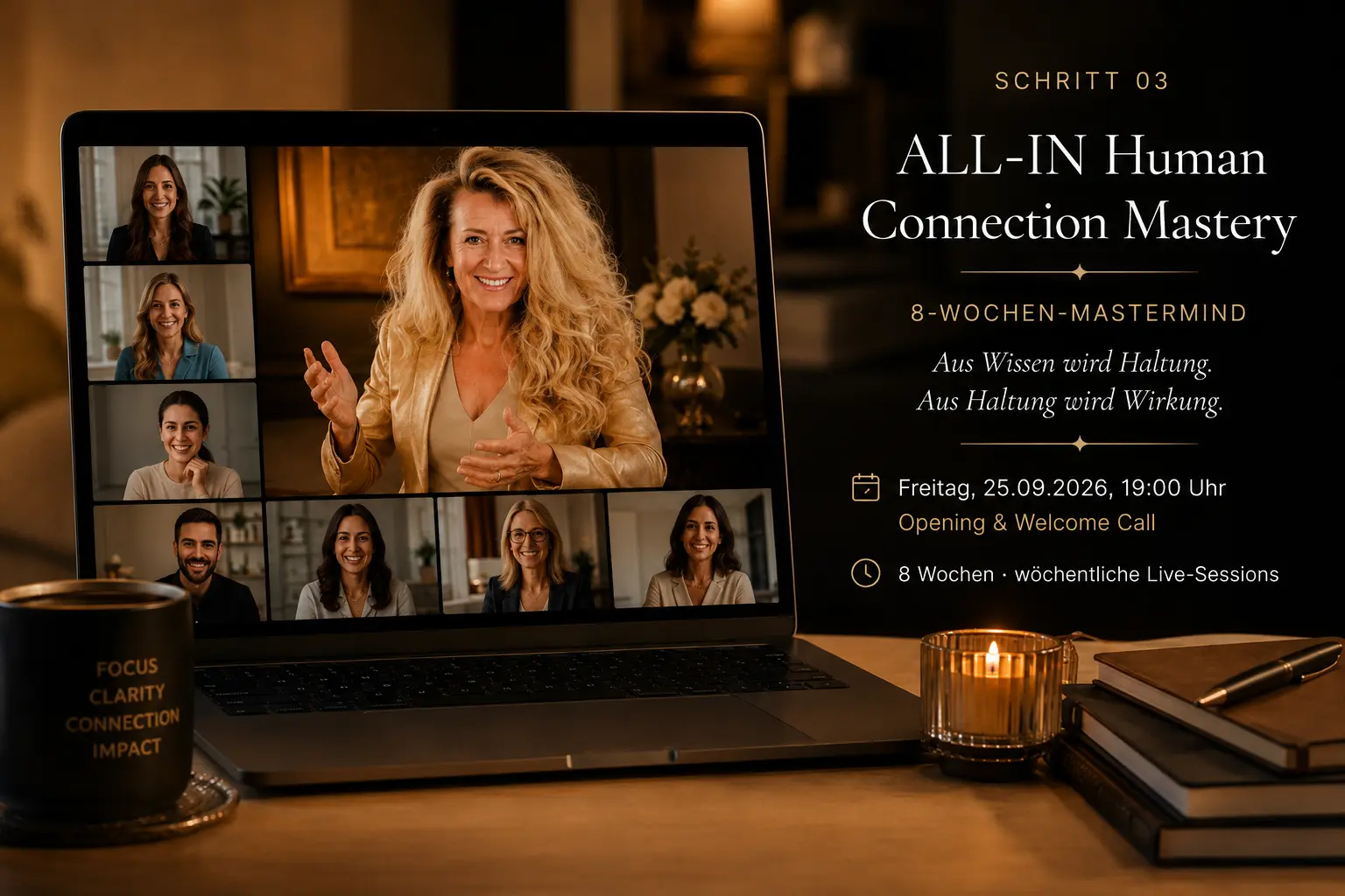 Banner der ALL-IN Human Connection Mastery — 8-Wochen-Mastermind, Start 25. September 2026