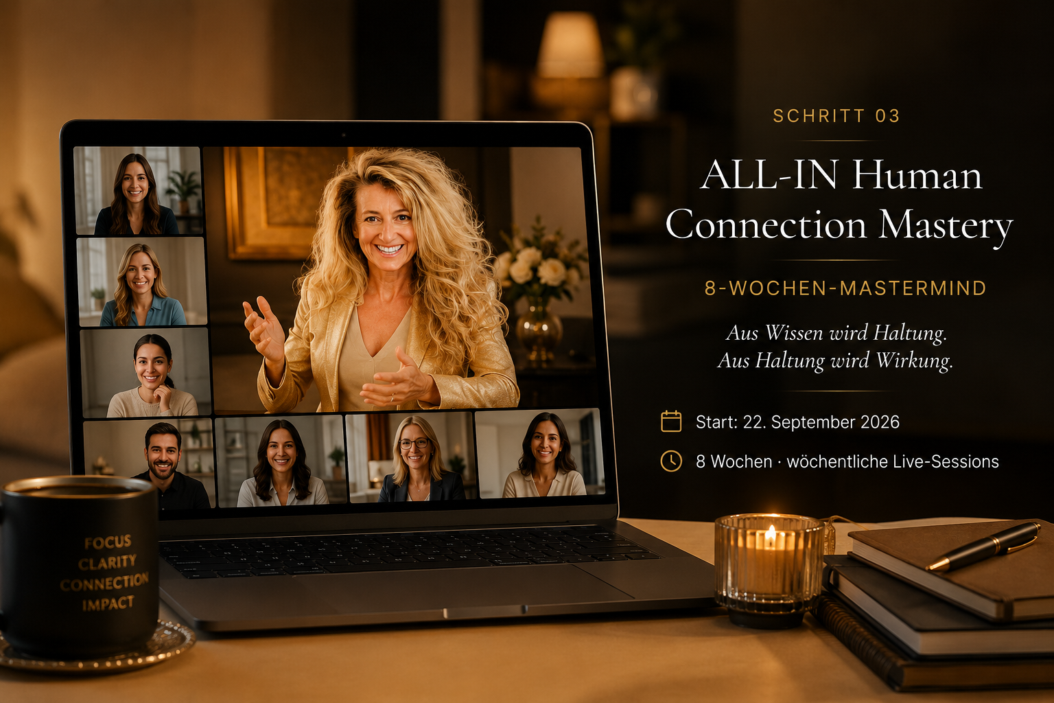 Banner der ALL-IN Human Connection Mastery — 8-Wochen-Mastermind, Start 22. September 2026